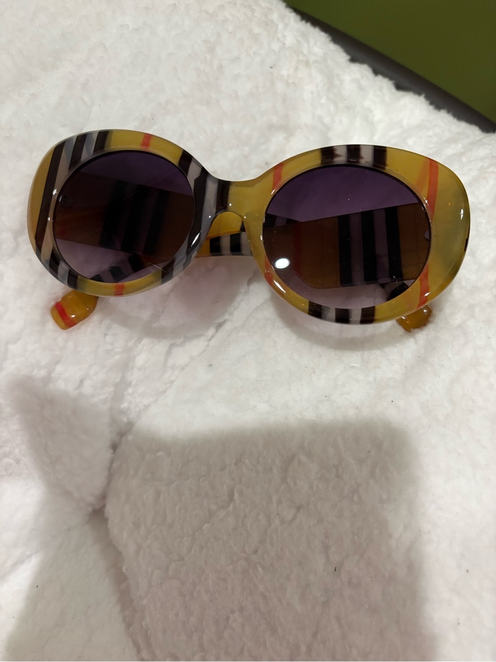 🌹New Arrival🌹Striped Round Retro Sunglasses - Yellow & Black